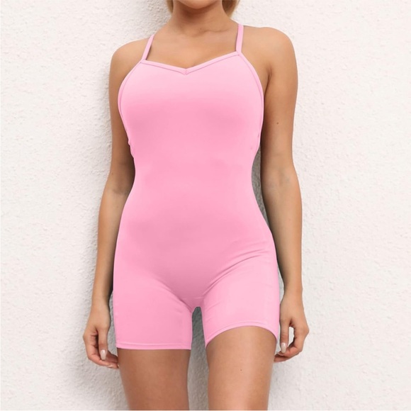 💖 Pink Tank Romper Bodysuit - Picture 2 of 3